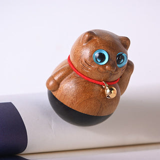 Buddha Gift Mini Lucky Cat Kitten Phoebe Zhennan Wood Blessing Decoration