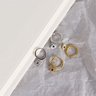 Buddha Gift 925 Sterling Silver Evil Eye Blessing Protection Stud Earrings