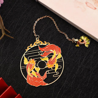 Buddha Gift Gold Koi Fish Metal Brass Hollow Bookmark