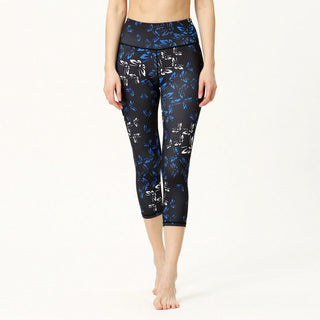 Buddha Gift Leaves Butterfly Print Sports Yoga Cropped Leggings Women's Yoga Capri Pants