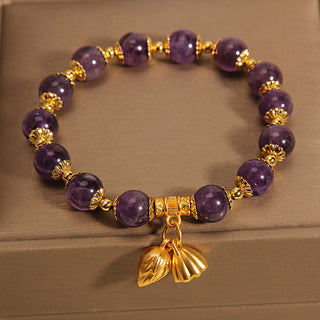 Buddha Gift Natural Amethyst Lotus Healing Spiritual Bracelet