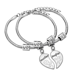 Buddha Gift 2pcs Matching Heart Mother Daughter Bracelets