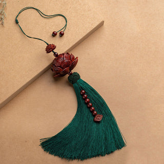 Buddha Gift Tibetan Small Leaf Red Sandalwood Lotus Luck Protection Tassel Decoration