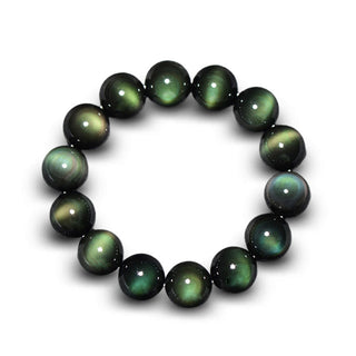 Buddha Gift Natural Green Eye Obsidian Wealth Bracelet