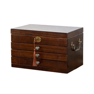 Buddha Gift Retro Solid Wood Jewelry Box Four-Layer Wooden Jewelry Storage Box