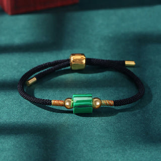 Buddha Gift Tibet Handmade Green Aventurine Red Stone Malachite Luck Protection Braided Rope Bracelet