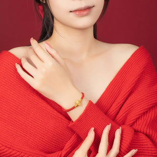 Buddha Gift 999 Sterling Silver Year of the Dragon Copper Coin Fortune Dragon Fu Character Luck Handcrafted Red String Braided Bracelet