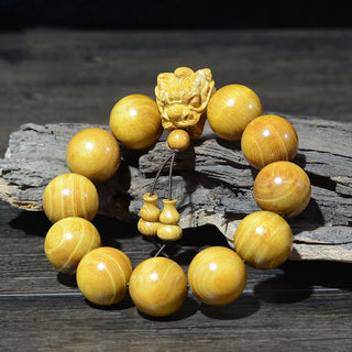 Buddha Gift Rosewood Green Sandalwood Small Leaf Red Sandalwood Dragon Carved Protection Bracelet