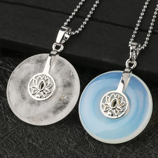 Buddha Gift Various Crystal Amethyst Pink Crystal Lotus Healing Necklace Pendant