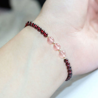 Buddha Gift Natural Garnet Strawberry Quartz Calm Bracelet