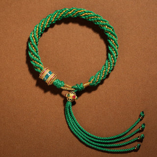 Buddha Gift Tibetan Handmade Luck Thangka Prayer Wheel Charm Weave String Bracelet