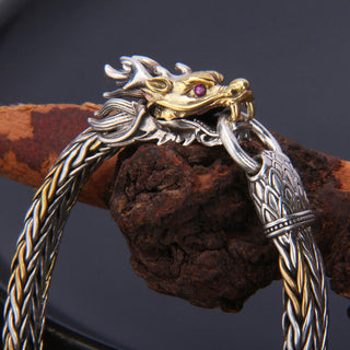 Buddha Gift 925 Sterling Silver Year Of The Dragon Auspicious Dragon Protection Metal Braided Design Bracelet