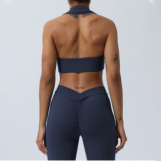 Buddha Gift 2Pcs Workout Sleeveless Backless Top Shorts Flared Pants Sports Fitness Yoga Outfit Set