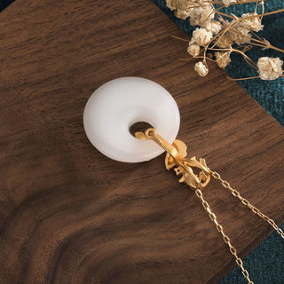 Buddha Gift White Jade Koi Fish Wealth Prosperity Necklace Pendant