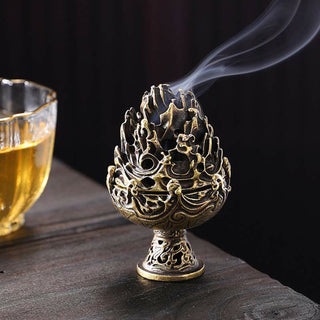 Buddha Gift Tibetan Mini Mountain Pattern Meditation Copper Alloy Incense Burner