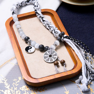 Buddha Gift Black Glitter Stone Cat's Eye Yin Yang Mountain Ghosts Spend Money Power Double Layer Rope Bracelet