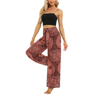 Buddha Gift Boho Lace-up Wide Leg Pants Women's Yoga Pants