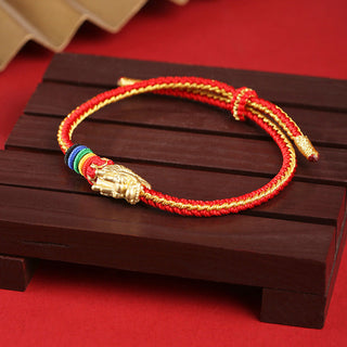 Buddha Gift 999 Sterling Silver Luck Year Of The Dragon Colorful Rope Bracelet