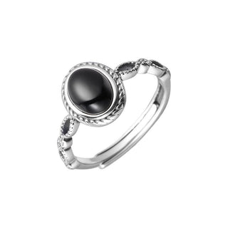 Buddha Gift 925 Sterling Silver Black Onyx Fortune Ring