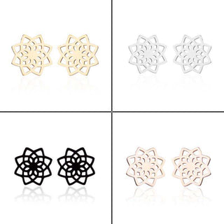 Buddha Gift Tibetan Lotus Pattern New Beginning Stud Earrings