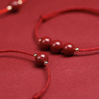 Buddha Gift Natural Lucky Cinnabar Bead Blessing String Bracelet Anklet