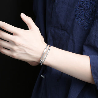 Buddha Gift 999 Sterling Silver Handmade Om Mani Padme Hum Peace Braided Bracelet