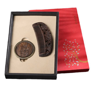 Buddha Gift Natural Green Sandalwood Rosewood Lotus Flower Peacock Butterfly Engraved Soothing Comb
