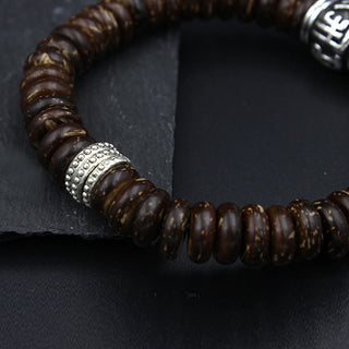 Buddha Gift Natural Tibetan Coconut Shell Om Mani Padme Hum Positive Bracelet