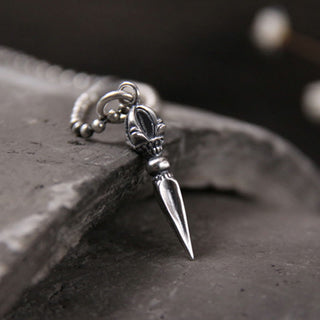 Buddha Gift 925 Sterling Silver Dorje Vajra Spiritual Power Strength Necklace Pendant