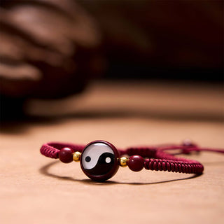 Buddha Gift Lucky Cinnabar Red String Yin Yang Symbol Bagua Blessing Bracelet