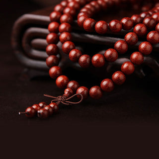 Buddha Gift Tibetan Small Leaf Red Sandalwood 108 Beads Mala Meditation Bracelet