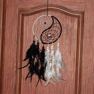 Buddha Gift Yin Yang  Dream Catcher Circular Net with Feathers Balance Decoration