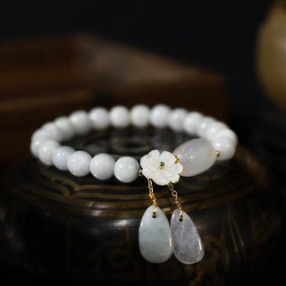 Buddha Gift Natural White Jade Luck Bracelet
