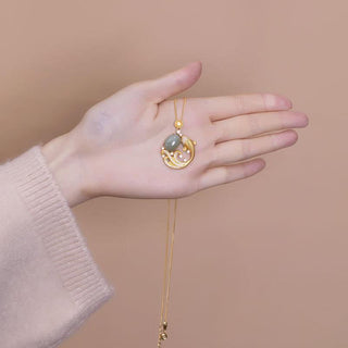 Buddha Gift Cyan Jade Koi Fish Healing Calm Necklace Pendant