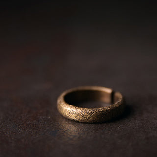 Buddha Gift Tibetan Vintage Texture Design Copper Luck Couple Ring