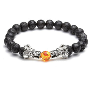 Buddha Gift White Turquoise Lava Rock Dragon Blessing Beaded Bracelet