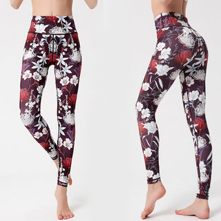 Buddha Gift Colorful Flower Petal Leaves Print Sports Exercise Fitness High Waist Leggings Women's Yoga Pants