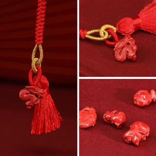 Buddha Gift Natural Cinnabar Dragon Blessing Red String Belly Chain