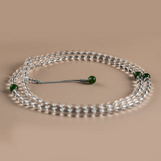 Buddha Gift 108 Beads White Crystal Jade Meditation Bracelet Mala