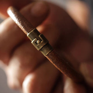 Buddha Gift Retro Leather Luck Healing Copper Magnetic Buckle Bracelet