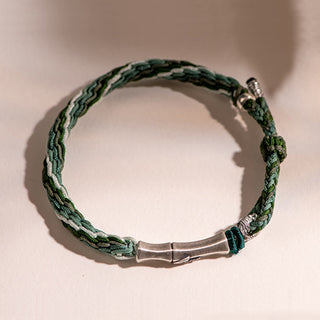 Buddha Gift 925 Sterling Silver Bamboo Reincarnation Knot Luck Protection String Bracelet