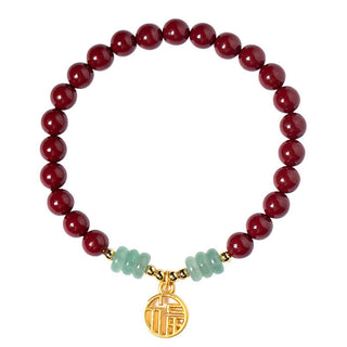 Buddha Gift Cinnabar Green Aventurine Luck Blessing Bracelet
