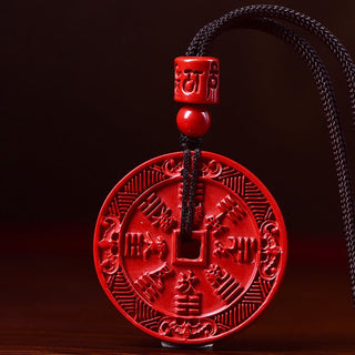 Buddha Gift Natural Cinnabar Mountain Ghosts Spend Money Bagua Blessing Necklace Pendant Key Chain