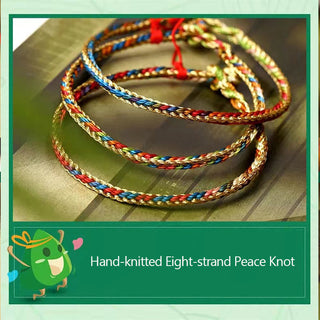 Buddha Gift 925 Sterling Silver Fu Character Zongzi Pattern Multicolored String Luck Handmade Braided Bracelet