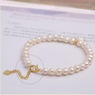 Buddha Gift 14K Gold Plated Natural Pearl Crystal Shell Charm Bead Bracelet