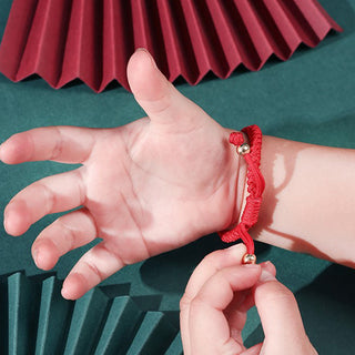 Buddha Gift 999 Sterling Silver Apple Red Multicolored Rope Luck Protection Handcrafted Kids Bracelet