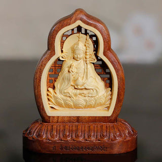 Buddha Gift Guru Rinpoche Buddha Padmasambhavan Serenity Wood Engraved Statue Figurine Decoration