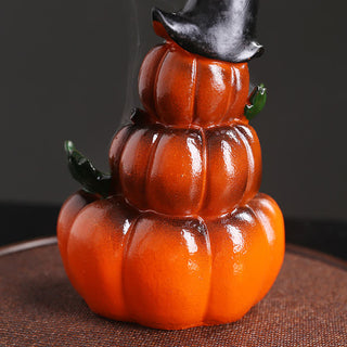 Buddha Gift Halloween Pumpkins Ghost Resin Backflow Smoke Fountain Incense Burner Decoration