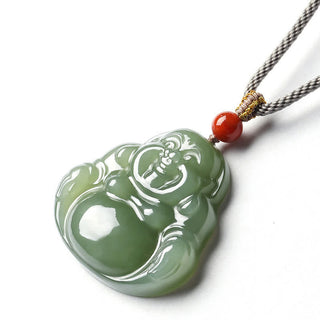 Buddha Gift Laughing Buddha Hetian Jade Abundance Necklace String Pendant