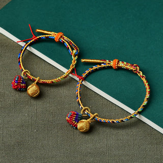 Buddha Gift Colorful Rope Luck Handmade Zongzi Golden Ball Charm Bracelet